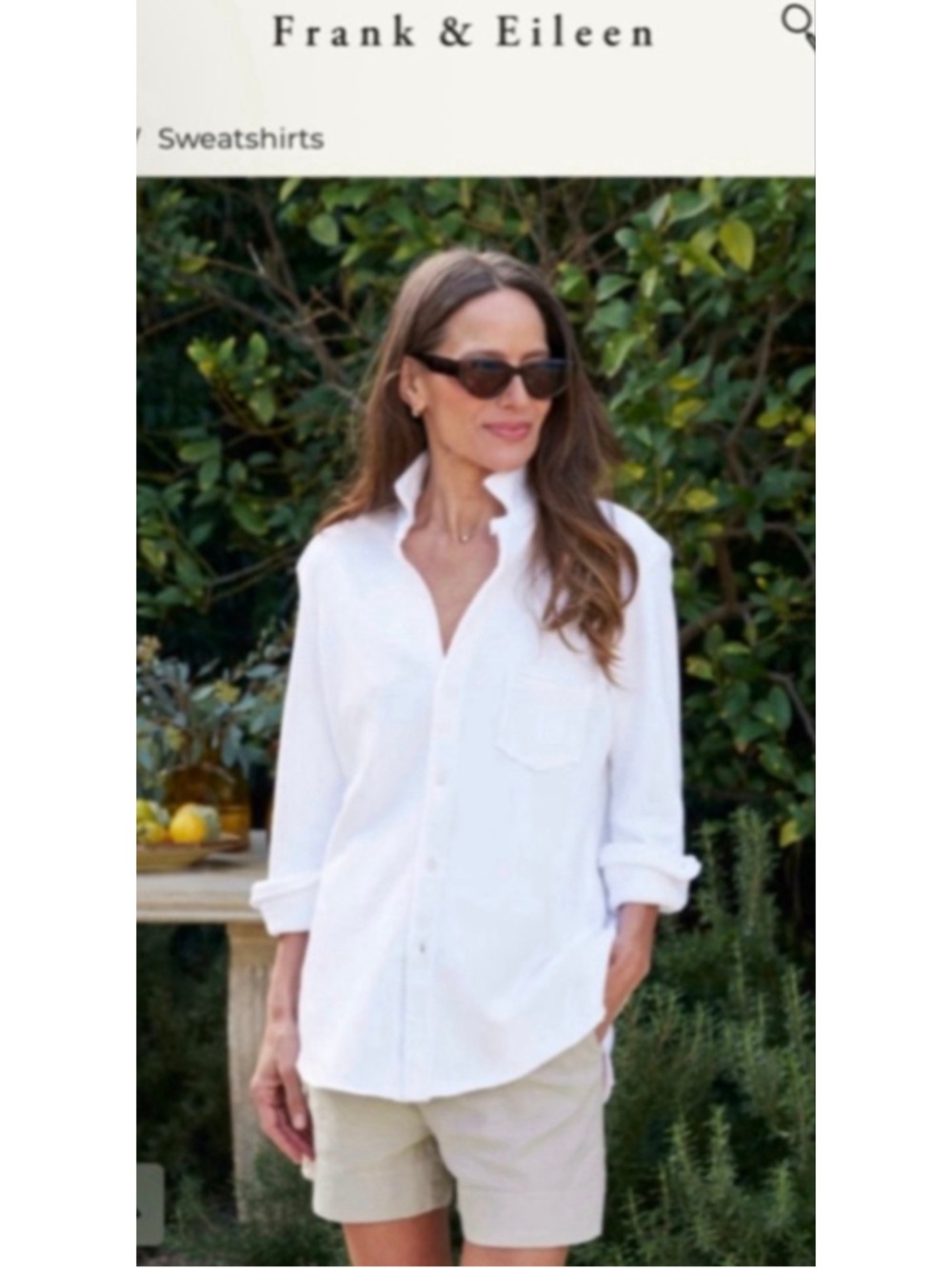 New Frank & Eileen Triple Fleece Eileen White Sweatshirt Button-Up L